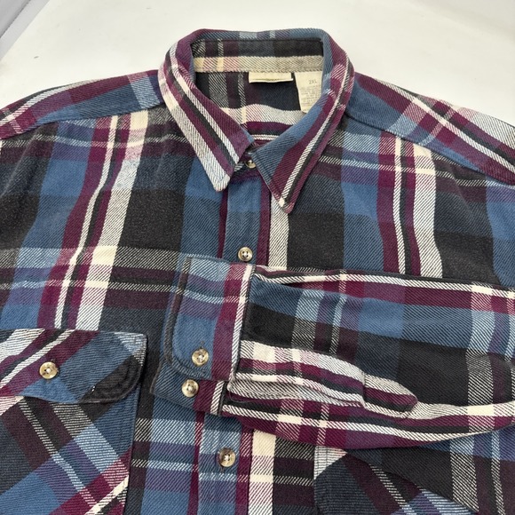 Vintage 90s Five Brother Flannel Shirt Mens 2XL Colorful Plaid Heavyweight - Picture 1 of 8